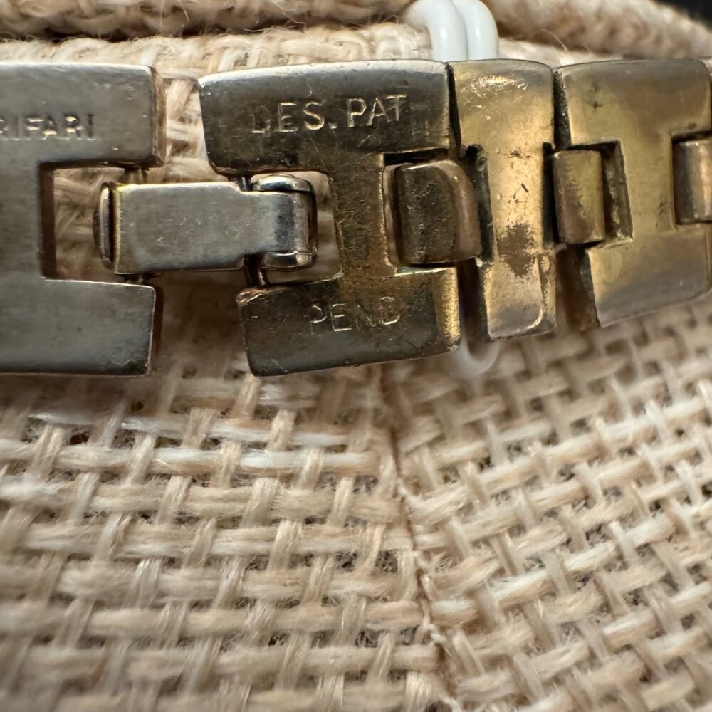 VTG Crown Trifari Necklace DES PAT PEND Silver-Tone Brick Link Choker 40s 50s - Picture 3 of 8